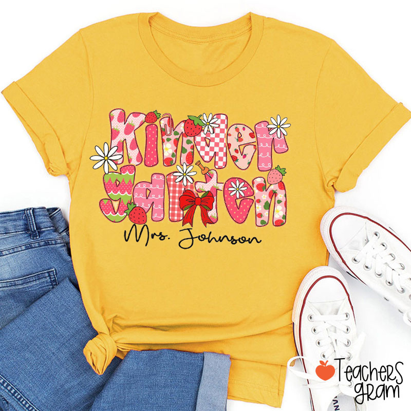Personalized Grade And Name Strawberry Teacher T-Shirt