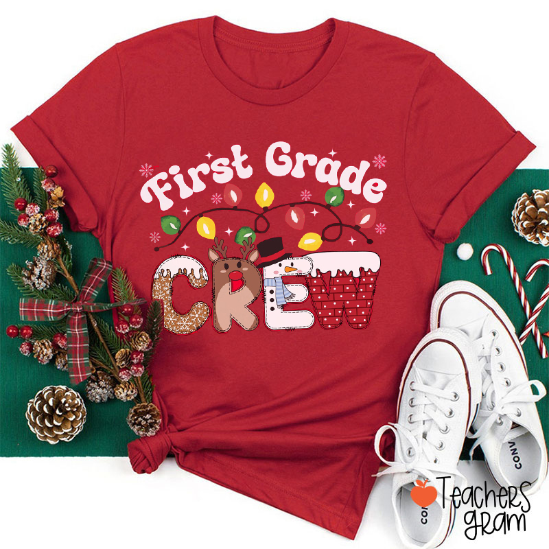 Personalized Grade Grew Xmas Lights Teacher T-Shirt