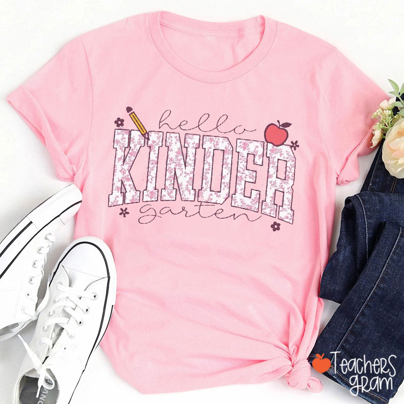Personalized Grade Pink Toile Teacher T-Shirt