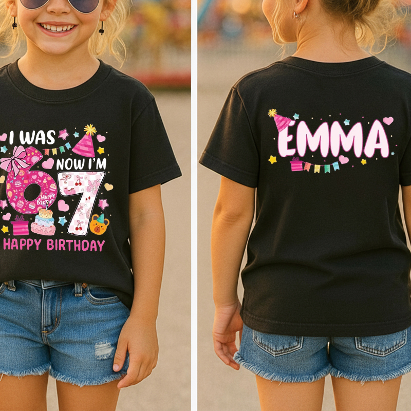 Personalized I Was 6 Now I'm 7 Happy Birthday Class Two Sided T-Shirt