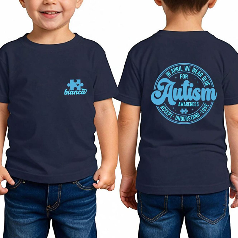 Personalized In April We Wear Blue Class Two Sided T-Shirt