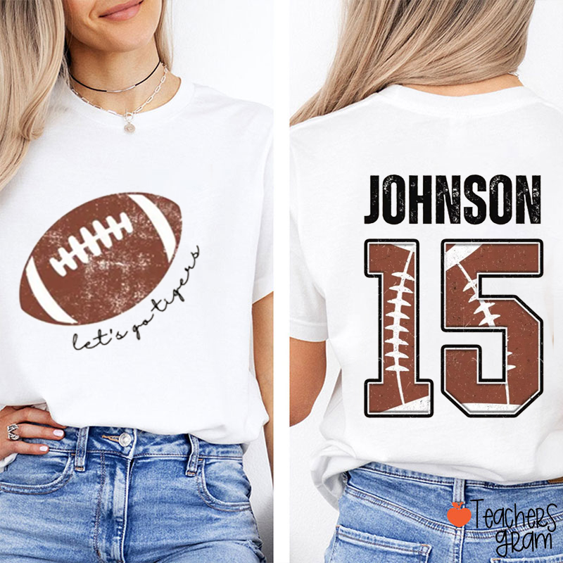 Personalized Let's Go Mascot And Sport Game Day Teacher Two Sided T-Shirt