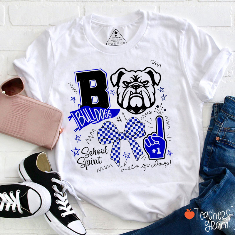 Personalized Mascot And Number School Spirit Game Day Teacher T-Shirt