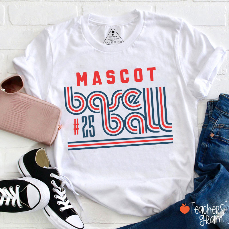 Personalized Mascot And Sport Simple Contrast Color Line Design Teacher T-Shirt