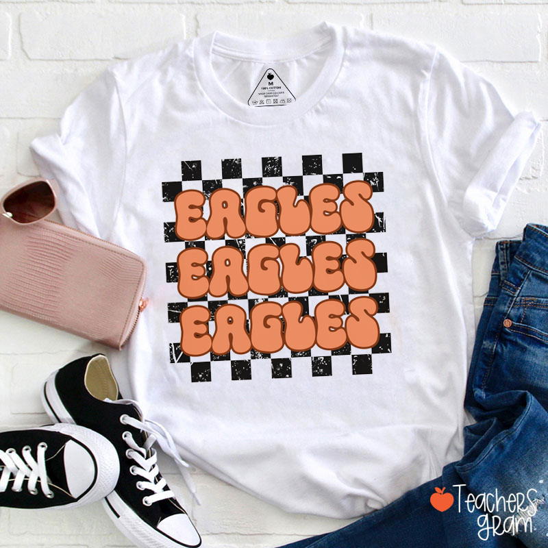 Personalized Mascot Checkered Teacher T-Shirt