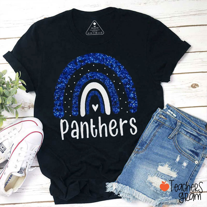 Personalized Mascot Glitter Rainbow Teacher T-Shirt