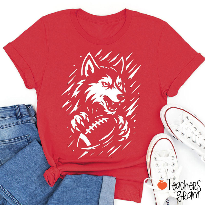 Personalized Mascot Name And Color Mascot Football Graphic Teacher T‑Shirt