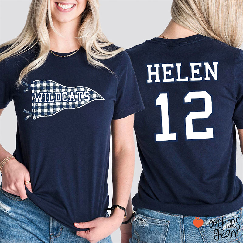 Personalized Mascot Name Number Teacher Two Sided T-Shirt