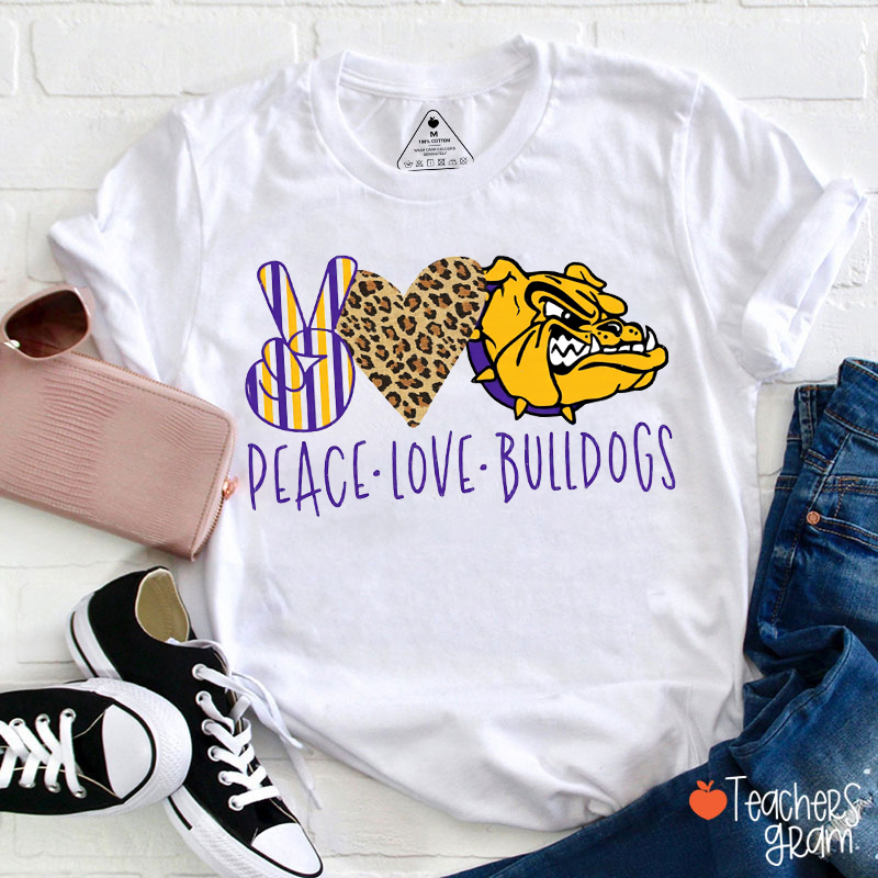 Personalized Mascot Peace Love Teacher T-Shirt