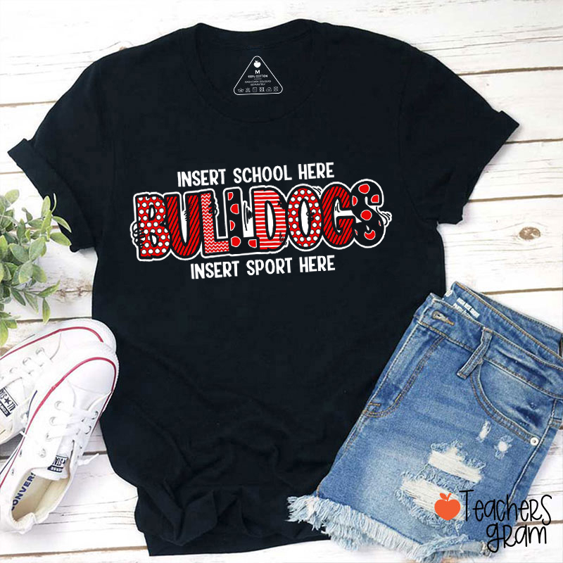 Personalized Mascot School And Sport Polka Dot Design Teacher T-Shirt