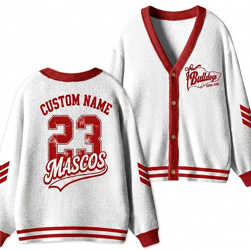 Personalized Mascot Sport Name Number Two Sided Teacher Ugly Cardigan Sweaters