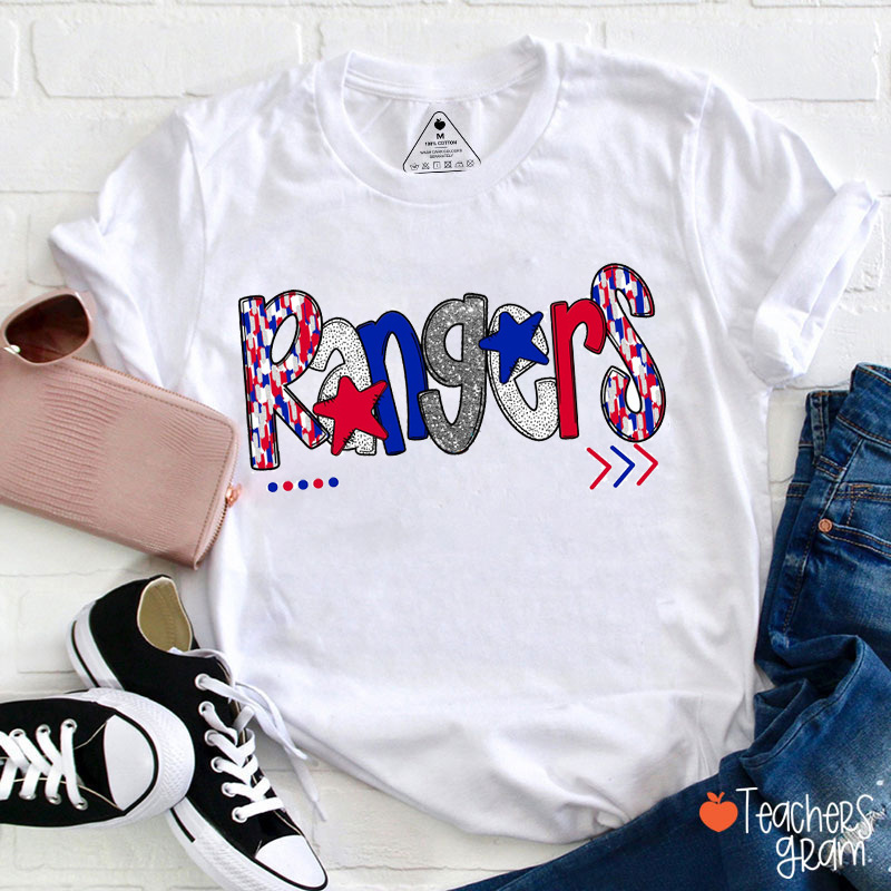 Personalized Mascot Star Font School Spirit Teacher T-Shirt