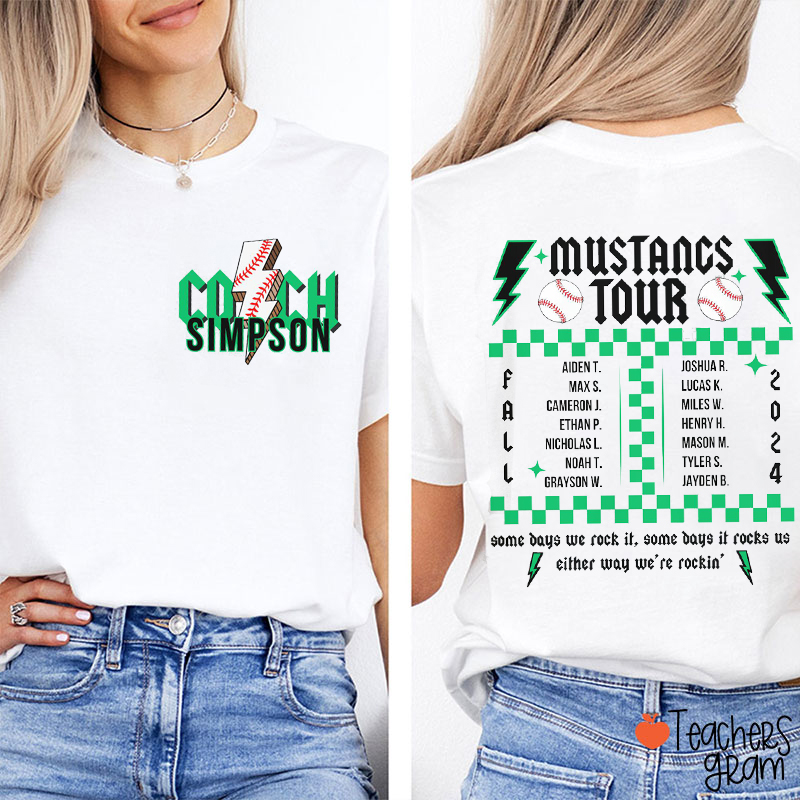 Personalized Mascot Tour Lightning Sport Teacher Two Sided T-Shirt