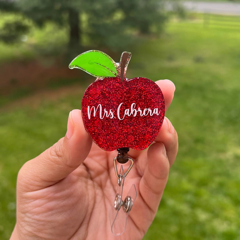 Personalized Name Apple Teacher Badge Reel
