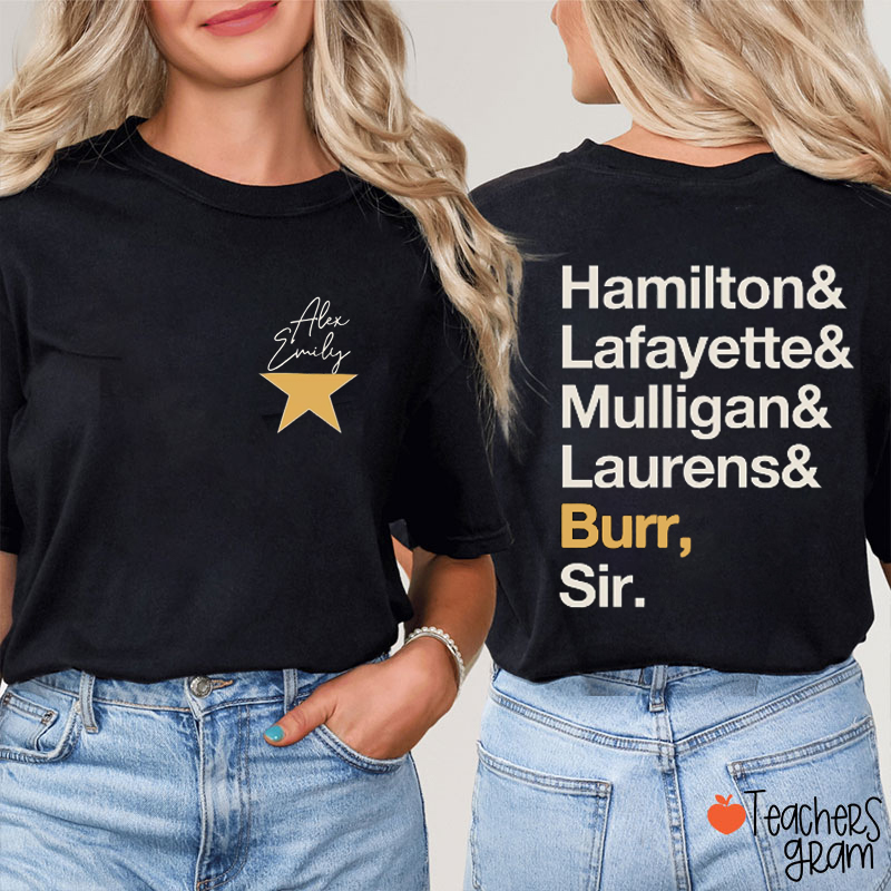 Personalized Name Broadway Theatre Teacher Two Sided T-Shirt