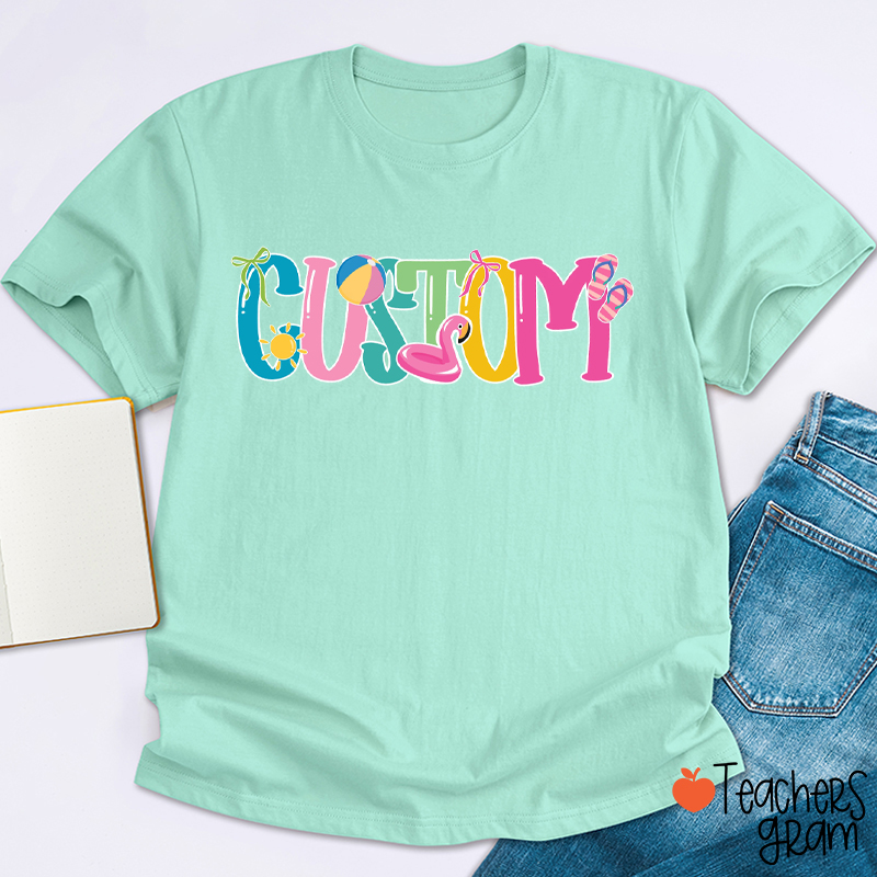 Personalized Name Preppy Summer Teacher T-Shirt