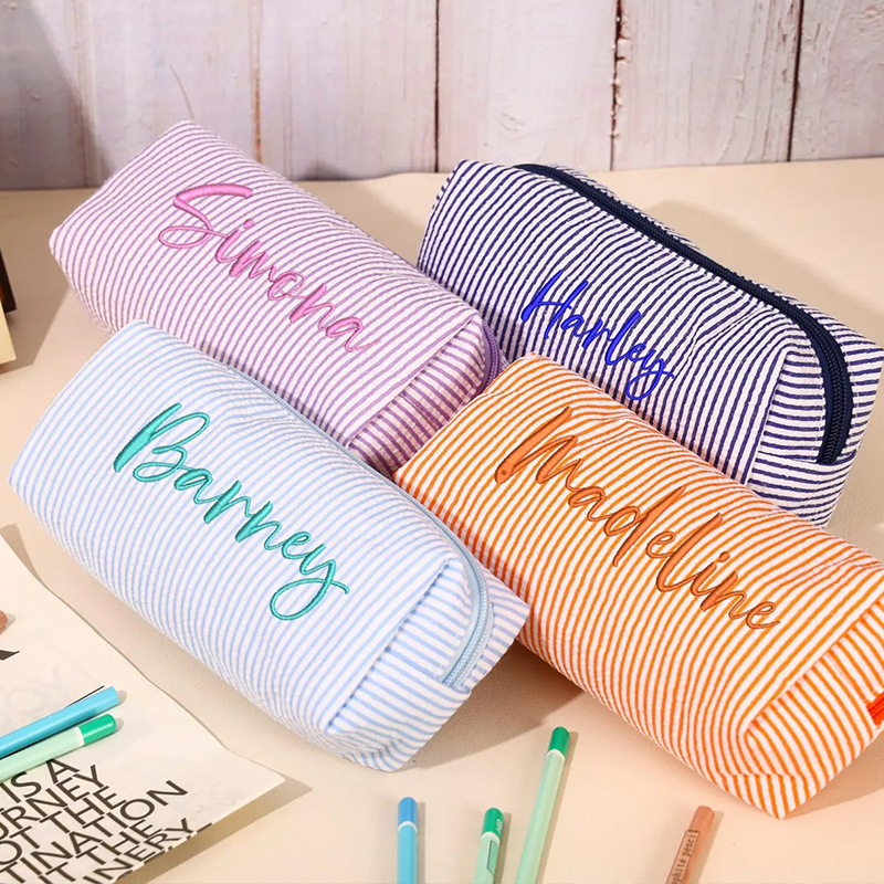 Personalized Name Seersucker Pencil Case