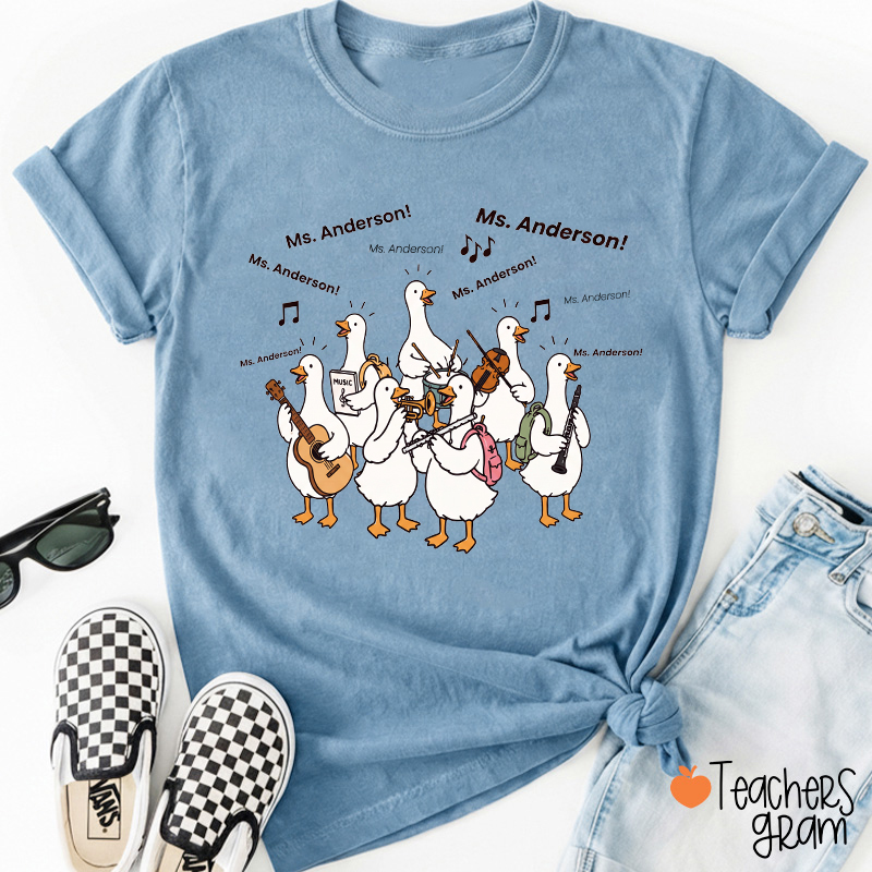 Personalized Name Silly Goose Music Band Teacher T‑Shirt