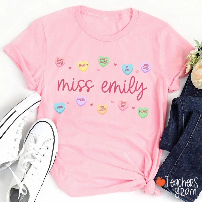 Personalized Name Smarty Love Be Kind Book Lover Teacher T-Shirt