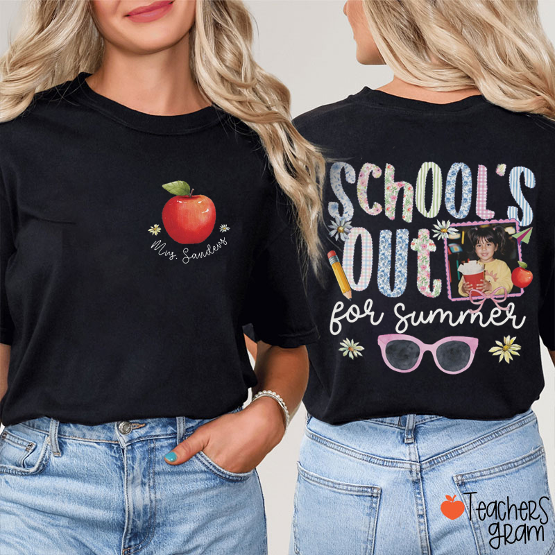 Personalized Photo School's Out For Summer Teacher Two Sided T-Shirt
