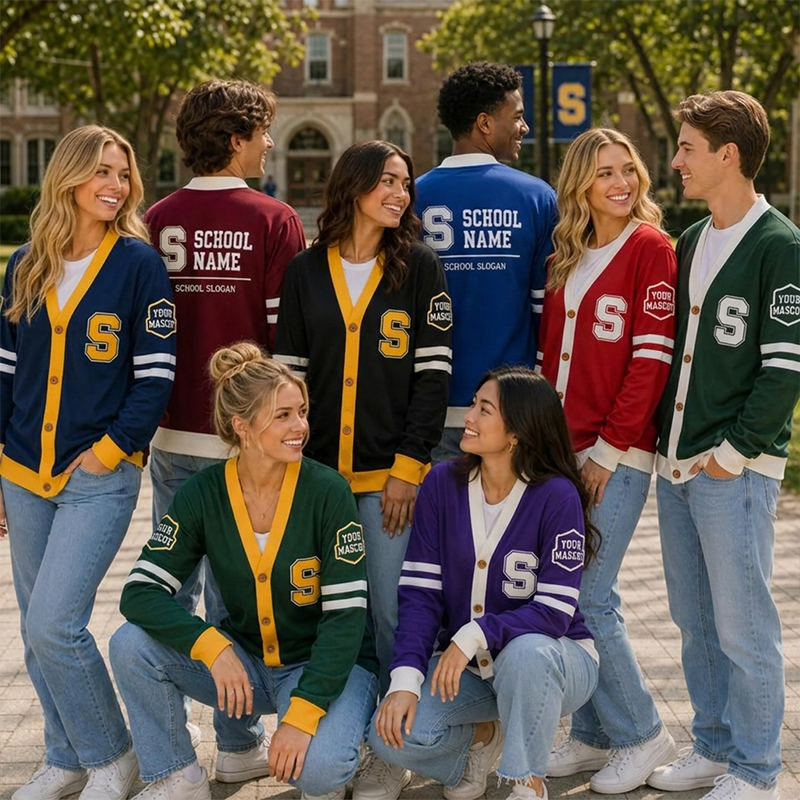 Personalized School Name Slogan Mascot Initial Teacher Ugly Cardigan Sweater