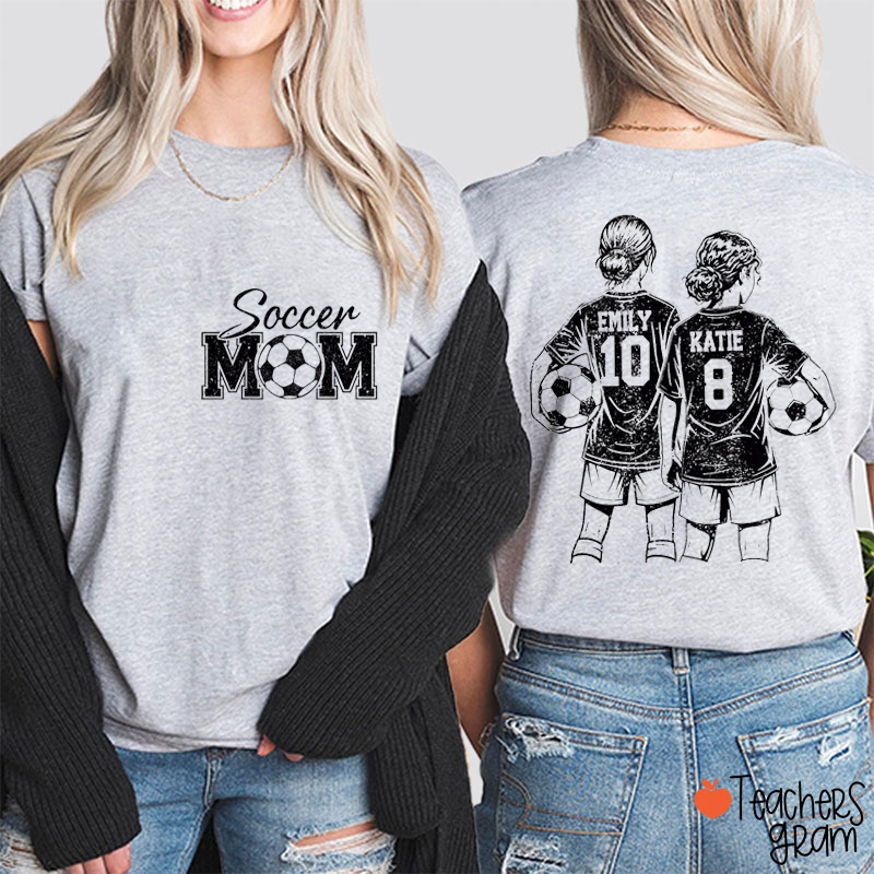 Personalized Soccer Mom Teacher Two Sided T-Shirt