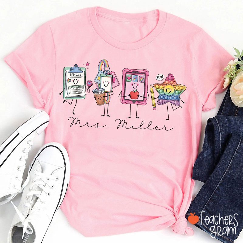 Personalized Special Education Teacher IEP Pop It Graphic Teacher T-Shirt