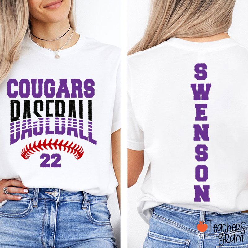 Personalized Team Name And Sport Jersey Arched Typography Teacher Two Sided T-Shirt