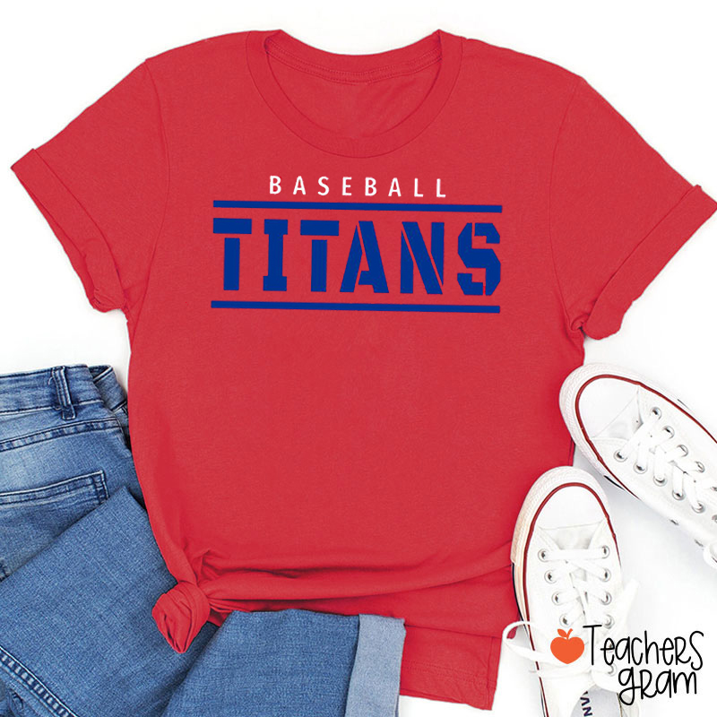 Personalized Town Sport Mascot Double Line Text Teacher T-Shirt