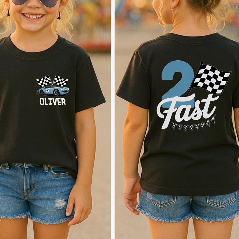 Personalized Two Fast Birthday Class Two Sided T-Shirt