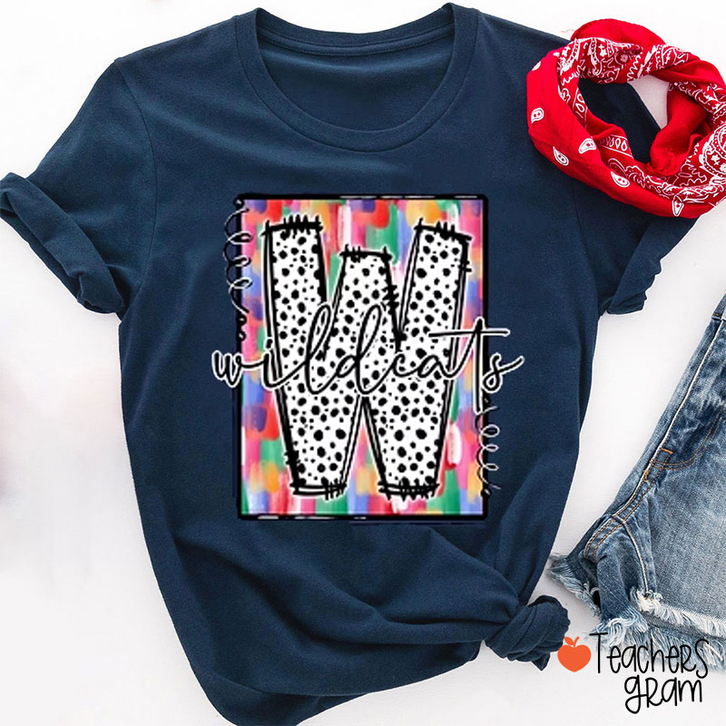 Personalized Mascot Messy Paint Doodle Dot Teacher T-Shirt