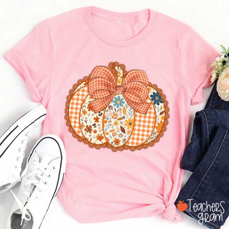 Patchwork Pumpkin Teacher T-Shirt