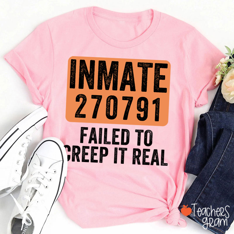 Personalized Spooky Inmate Mugshot Graphics Teacher T-Shirt