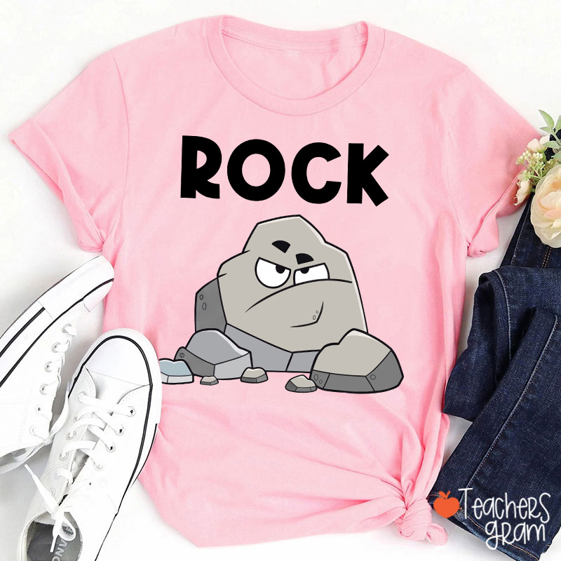Personalized Funny Cartoon Rock Paper Scissors Matching Group Teacher T-Shirt