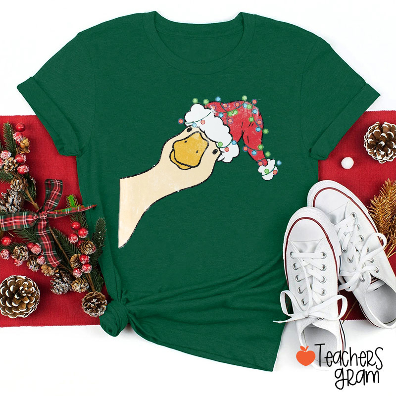 Preppy Christmas Jolly Goose Teacher T-Shirt