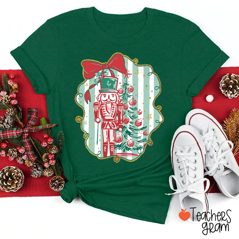 Preppy Nut Soldier Christmas Teacher T-Shirt