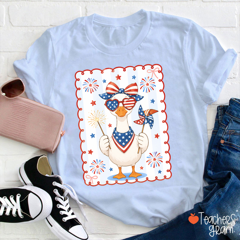Preppy Silly Goose Patriot Teacher T-Shirt