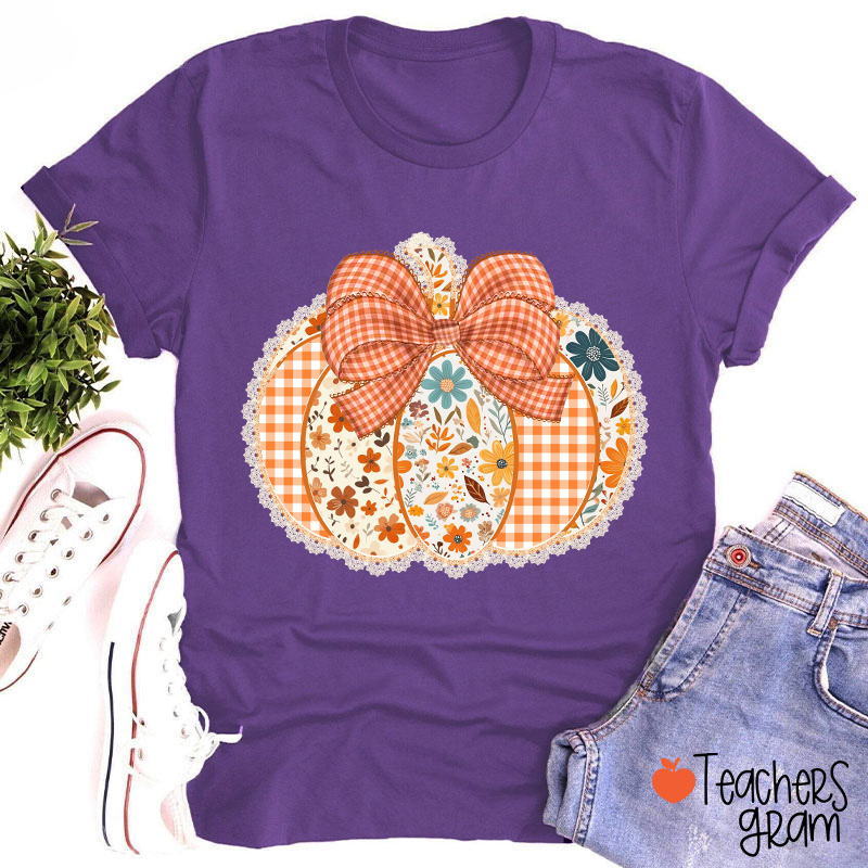 Patchwork Pumpkin Teacher T-Shirt
