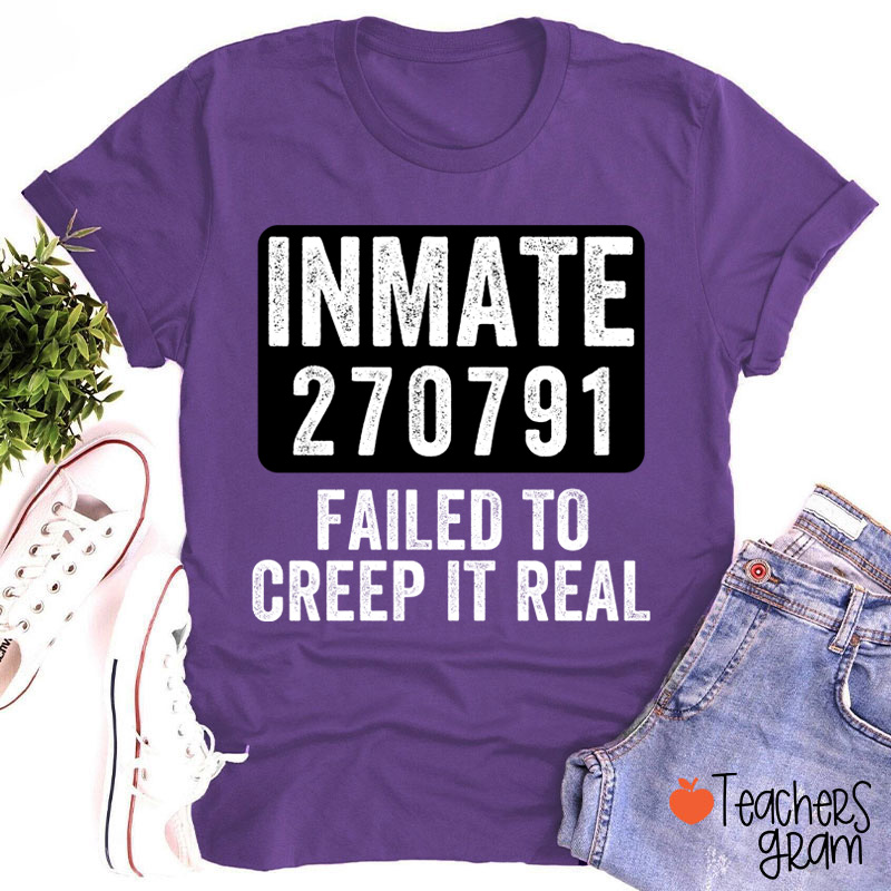 Personalized Spooky Inmate Mugshot Graphics Teacher T-Shirt