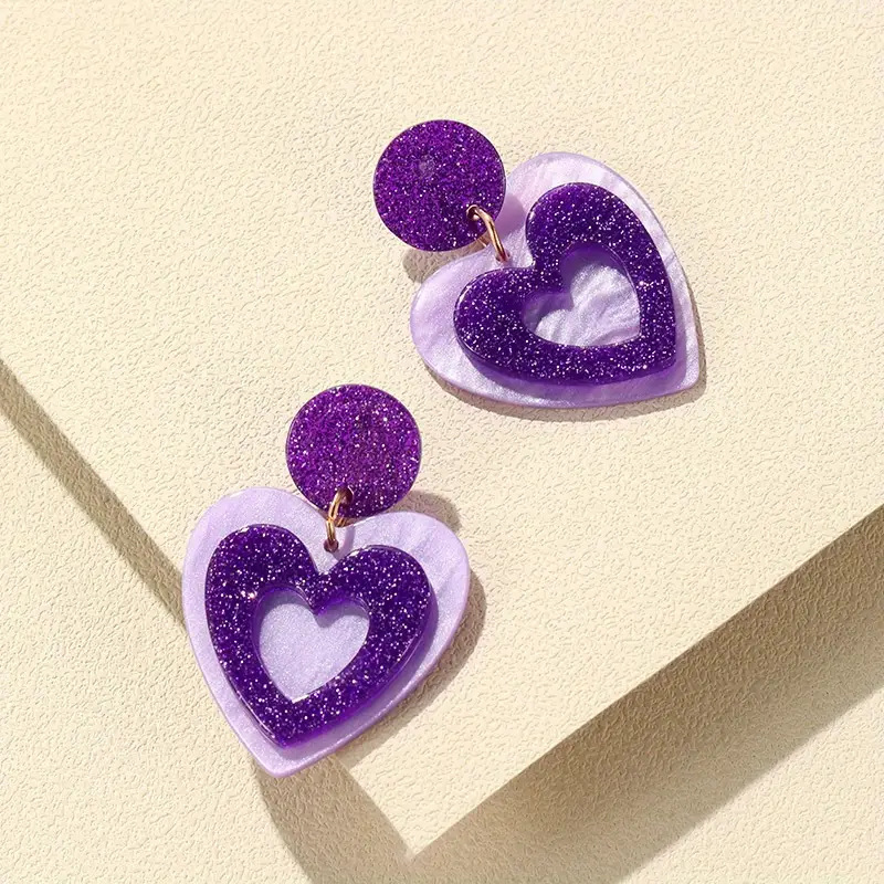 Valentine's Day Double Heart Teacher Acrylic Earrings