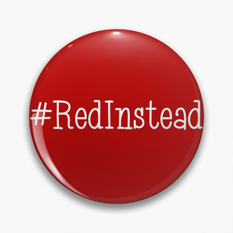 Red Instead Teacher Pinback Button