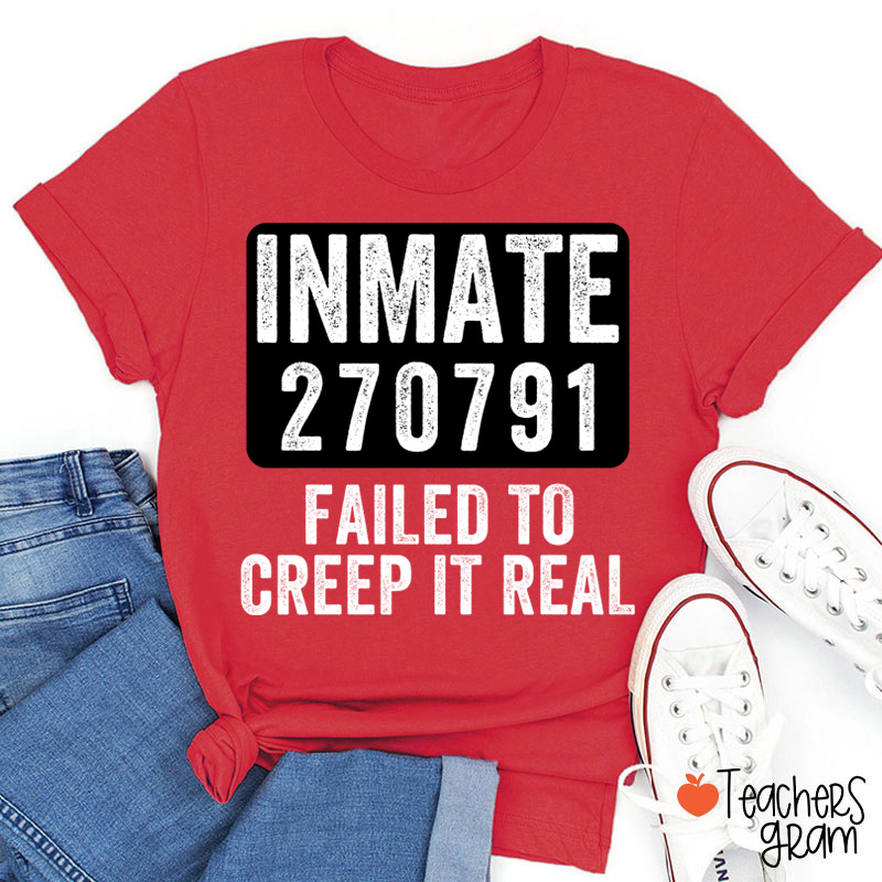 Personalized Spooky Inmate Mugshot Graphics Teacher T-Shirt