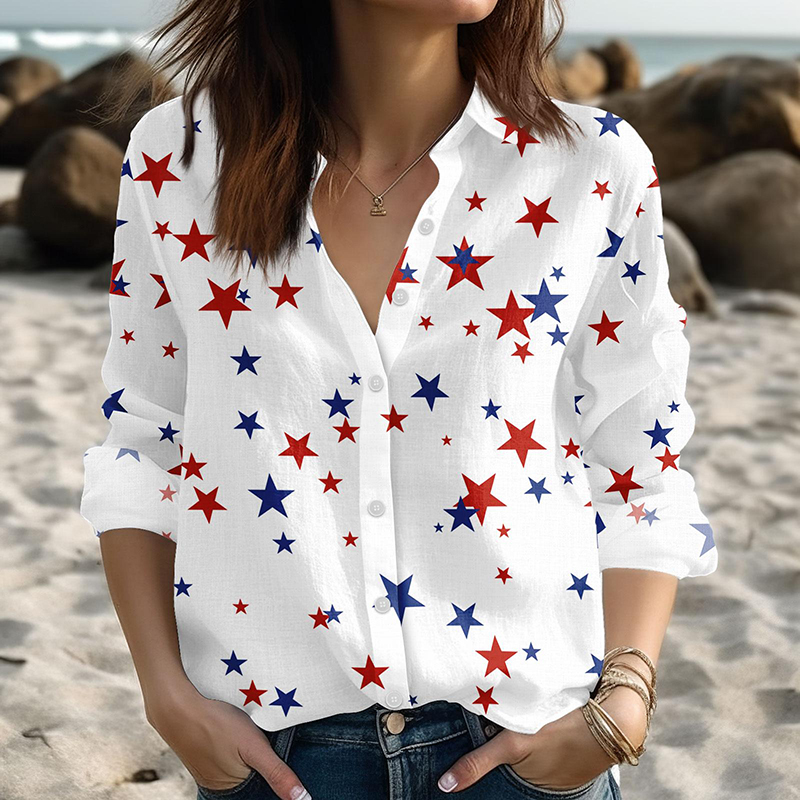 Red White Blue Star Teacher Long Sleeve Shirt