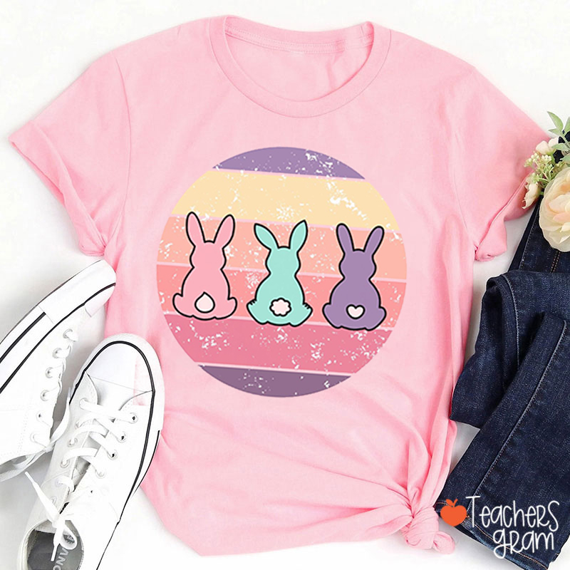 Retro Bunny Easter Teacher T-Shirt