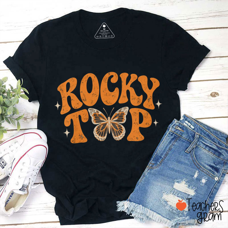 Rocky Top Butterfly Retro Distressed Teacher T-Shirt