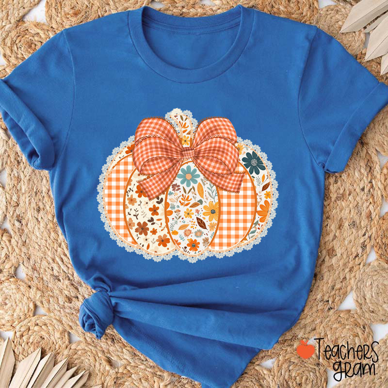 Patchwork Pumpkin Teacher T-Shirt