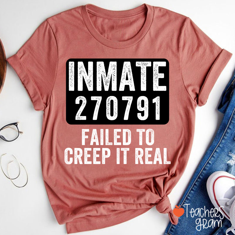 Personalized Spooky Inmate Mugshot Graphics Teacher T-Shirt