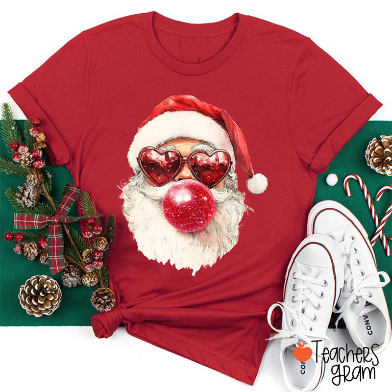 Santa Bubble Gum Christmas Teacher T-Shirt