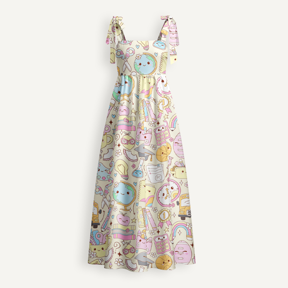 School Vibes Teacher Tie Shoulder Dress