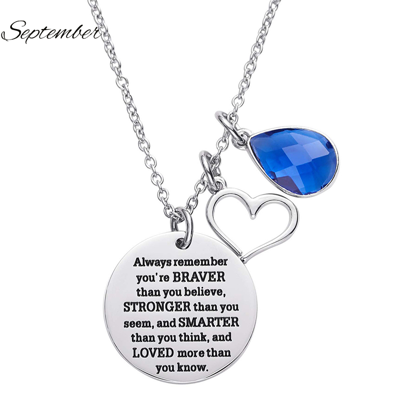 12-color Birthstone Diamond Teacher Necklace